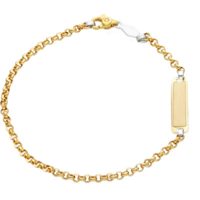 Bracciale Bambino Maglia Tonda in Oro Giallo 750 con Piastrina