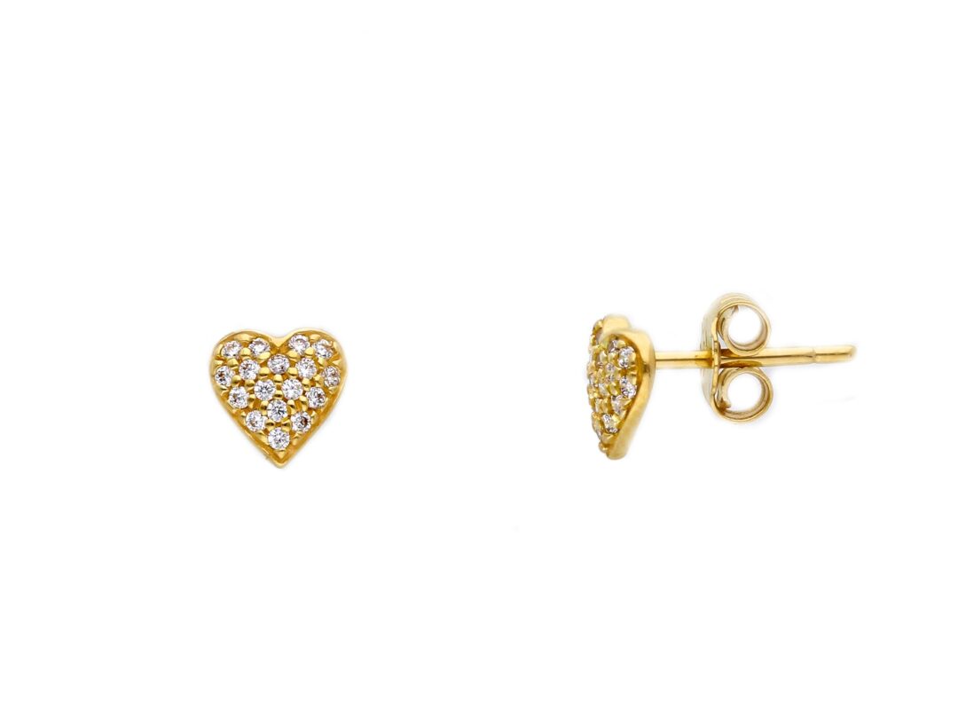 Orecchini Donna Oro Giallo 750 Cuore con Zirconi