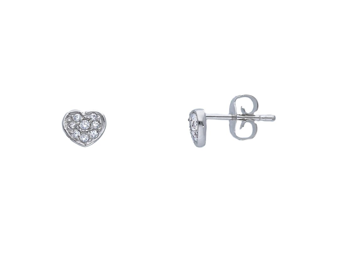 Orecchini Donna Oro Bianco 750 Cuoricino