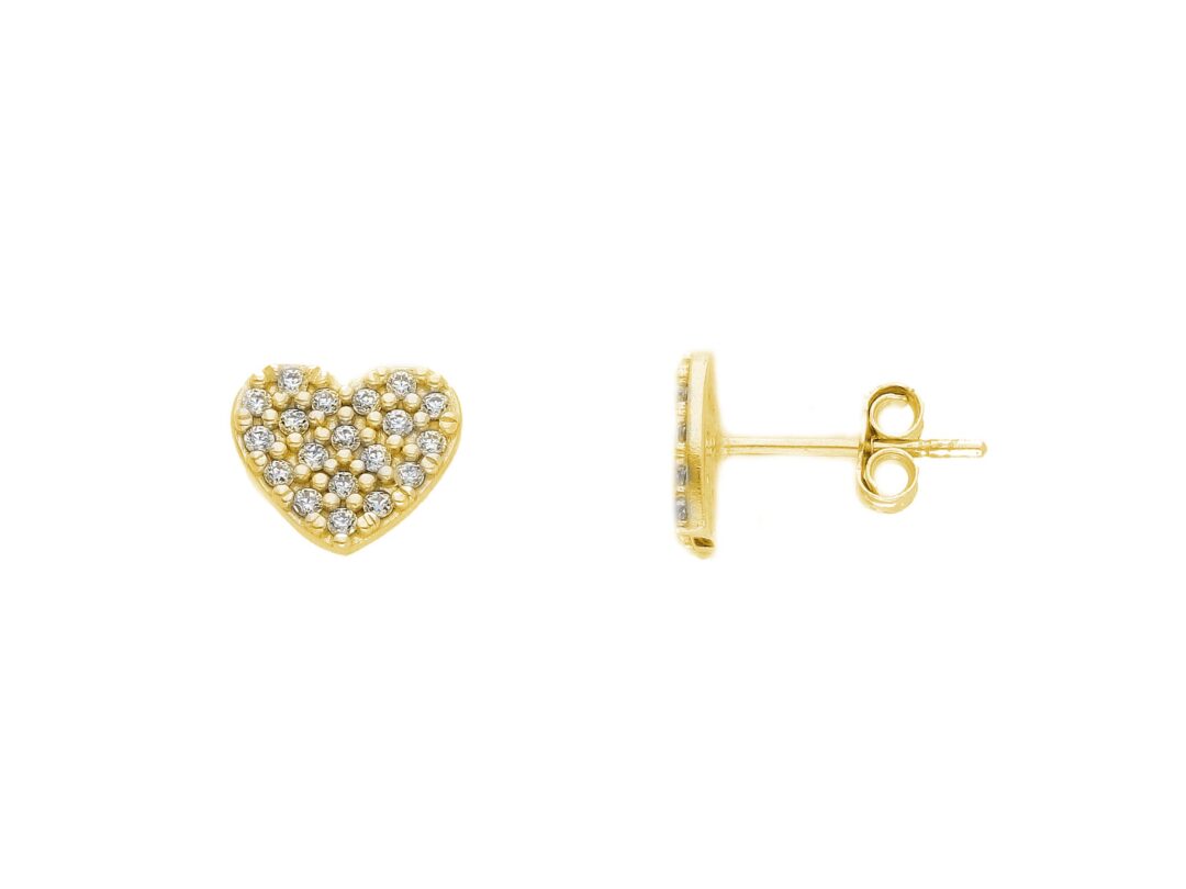 Orecchini Donna Oro Giallo 750 Cuore con Zirconi