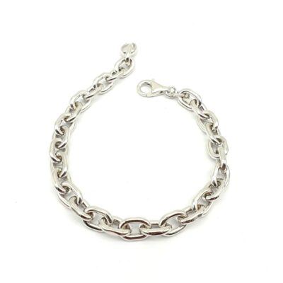 Bracciale Argento Donna Catena a Maglie Ovali Squadrate
