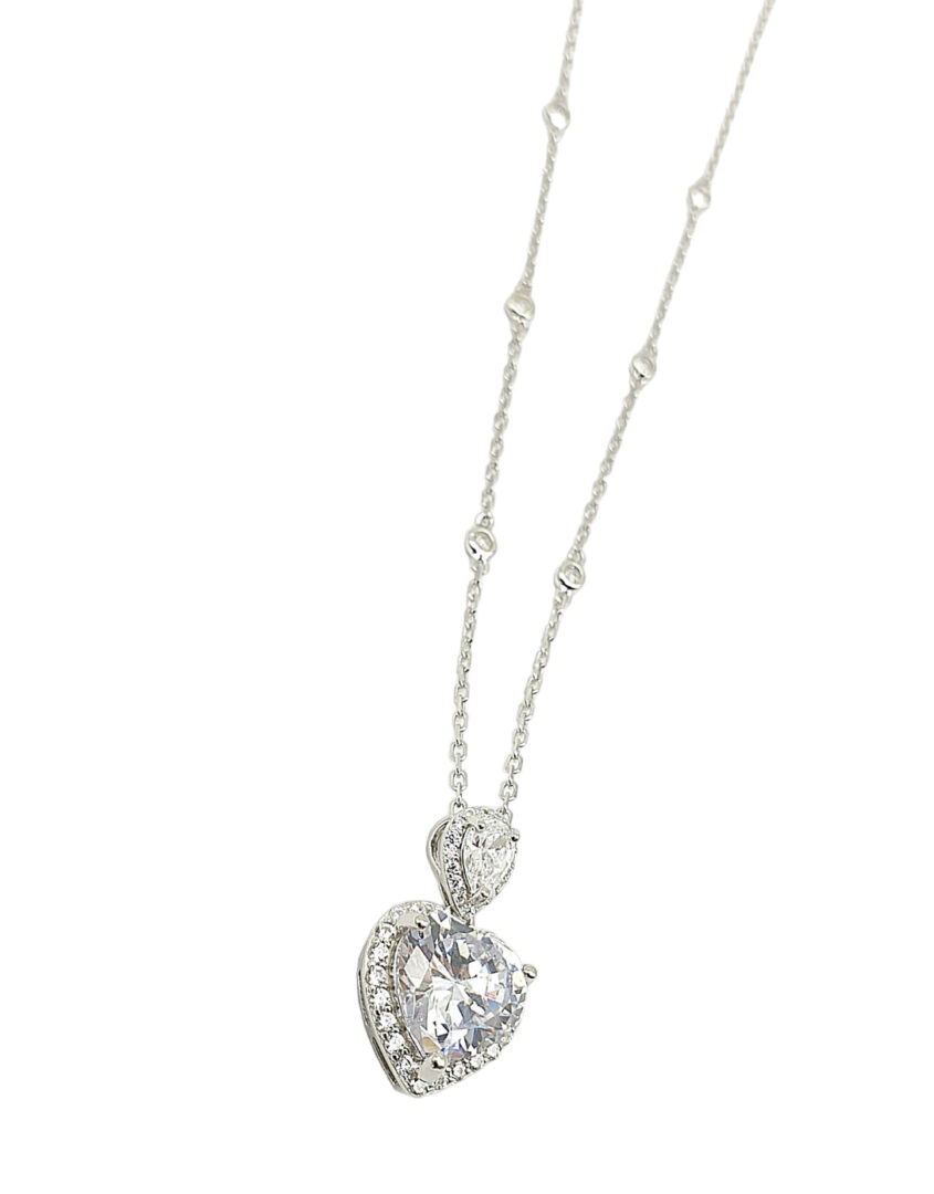 Girocollo Donna In Argento Con Cuore Di Zircone Bianco - immagine 2
