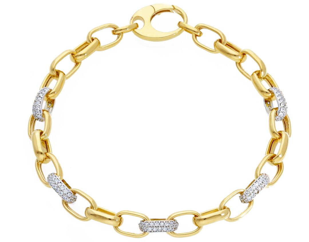 Bracciale Donna Oro Giallo e Bianco 750 Zirconi