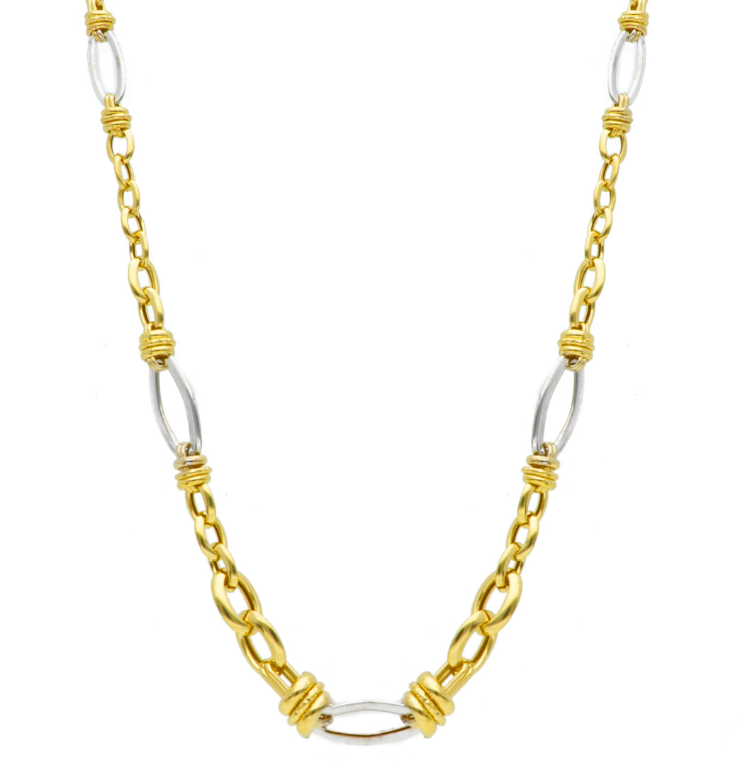 Girocollo Oro Giallo e Bianco 750 a Maglia Fantasia