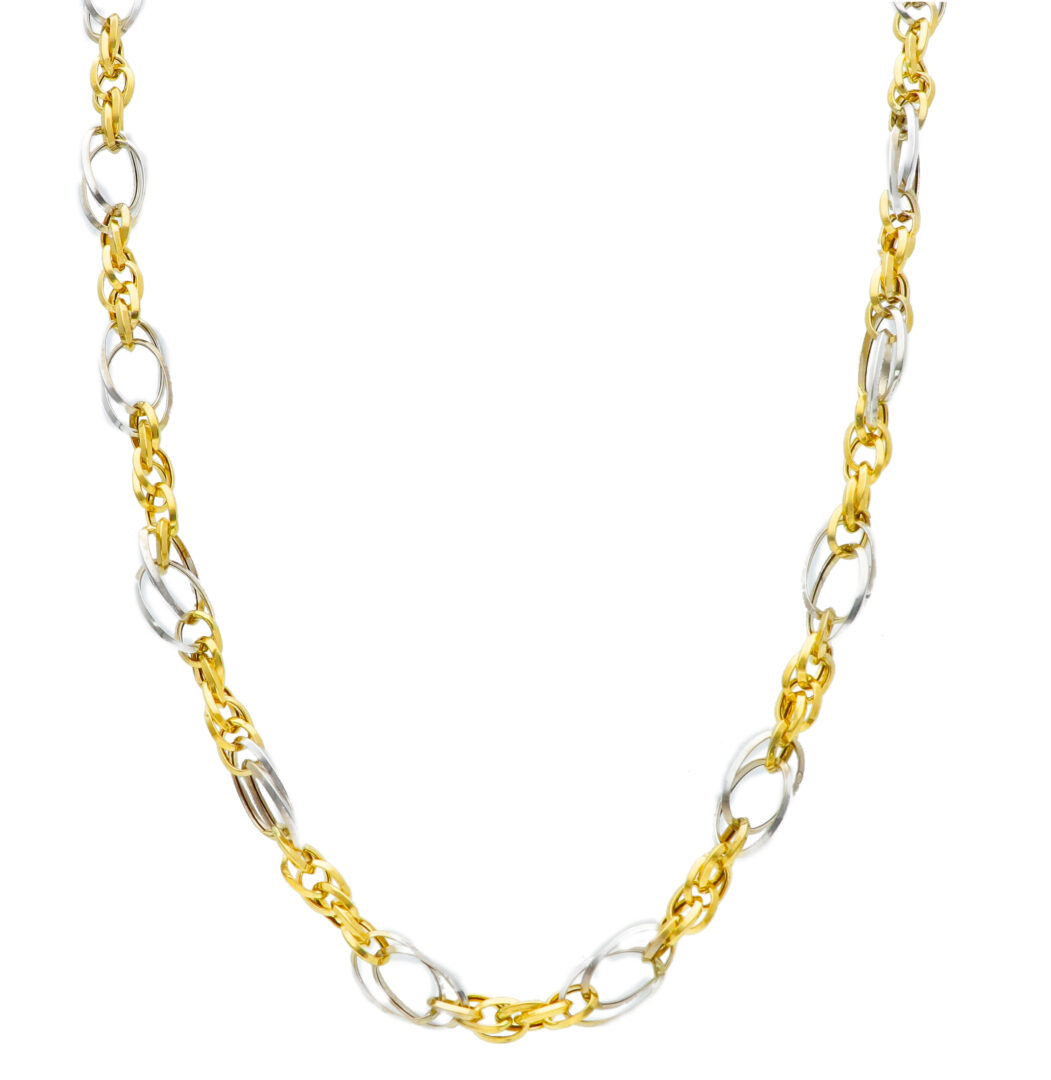 Girocollo Oro Giallo e Bianco 750 a Maglia Fantasia