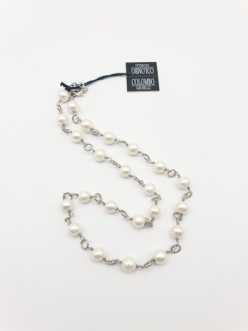 Collana Girocollo In Argento Rodiato Con Perle Coltivate - immagine 3