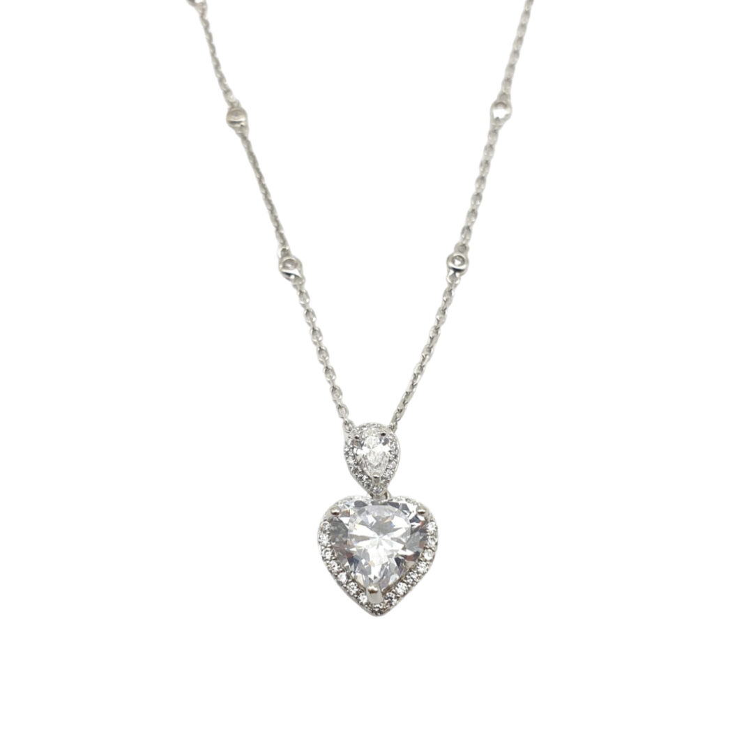 Girocollo Donna In Argento Con Cuore Di Zircone Bianco