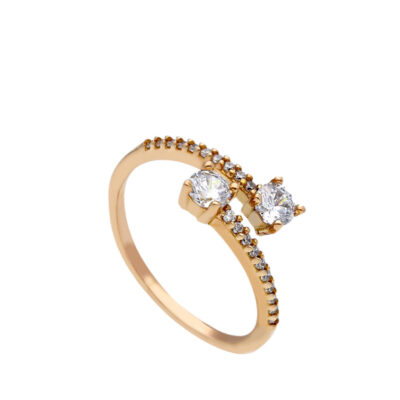 Anello Contrarie’ in Oro Rosa 750 con Zirconi