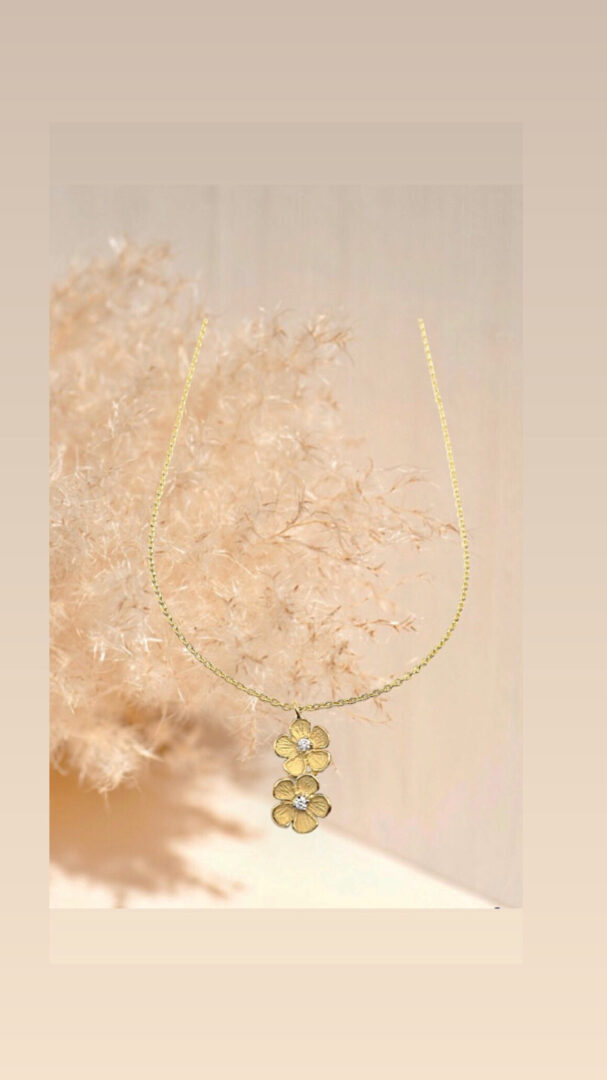 Girocollo Oro Giallo 750 Fiori Con Diamanti - immagine 3