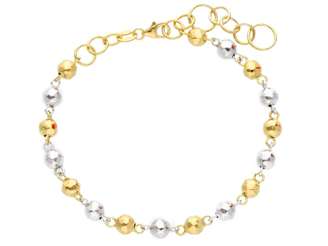 Bracciale Donna In Oro Giallo e Bianco 750 a Palline