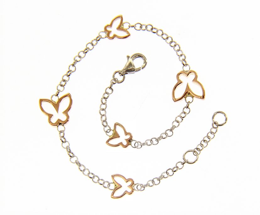 Bracciale Bambina Oro 750 Bicolore Con Farfalle