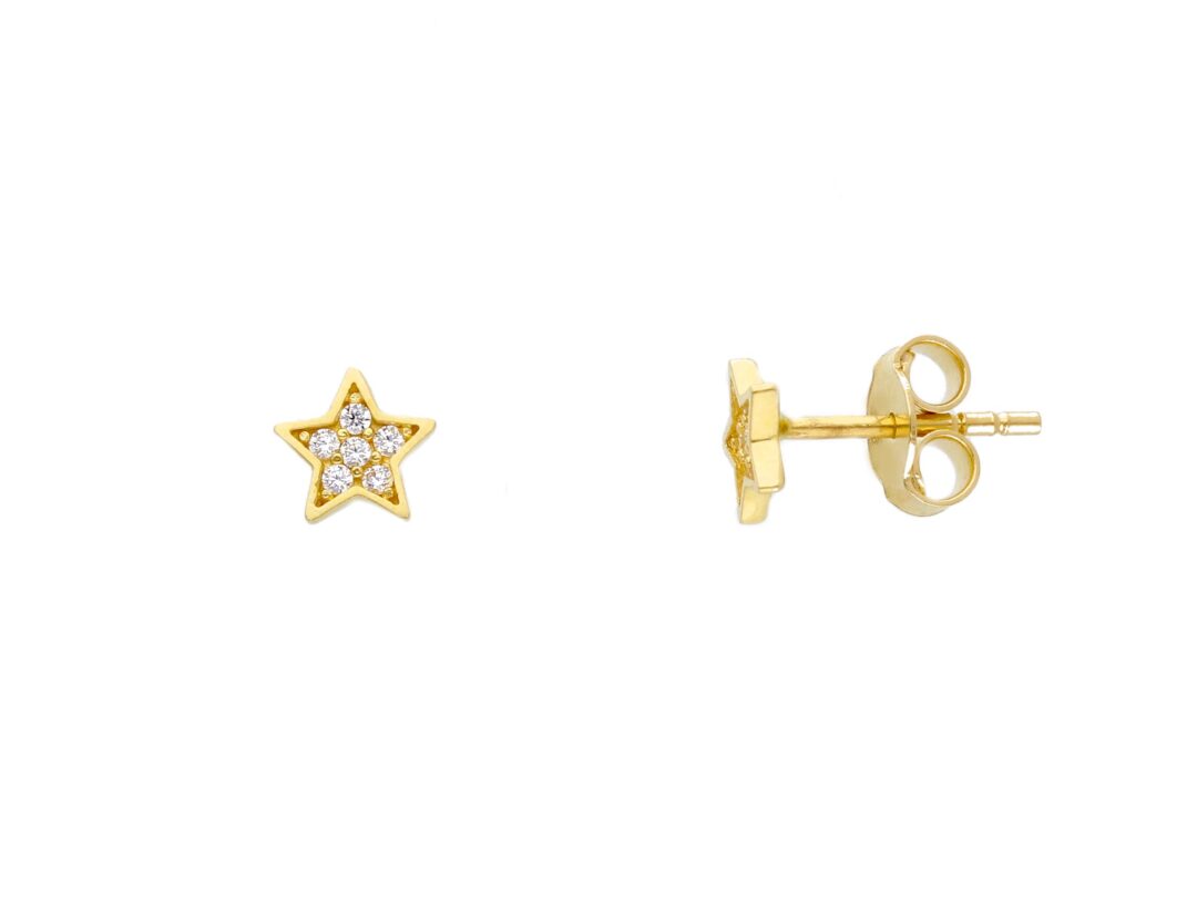 Orecchini Donna Oro Giallo 750 Stelline con Zircone