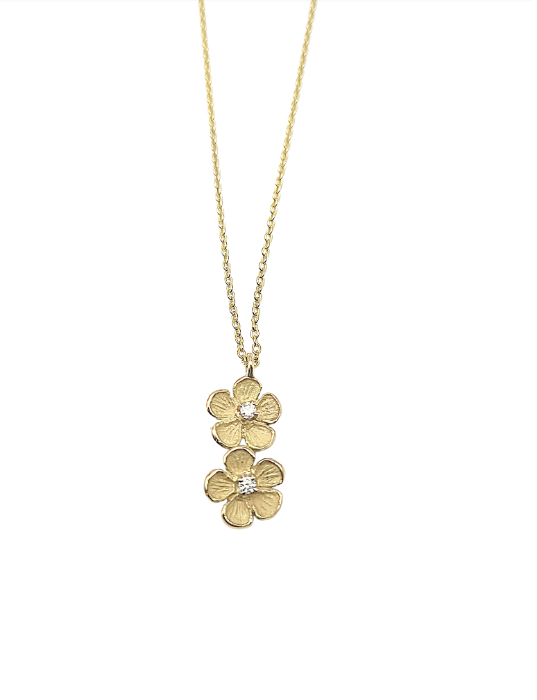 Girocollo Oro Giallo 750 Fiori Con Diamanti - immagine 2