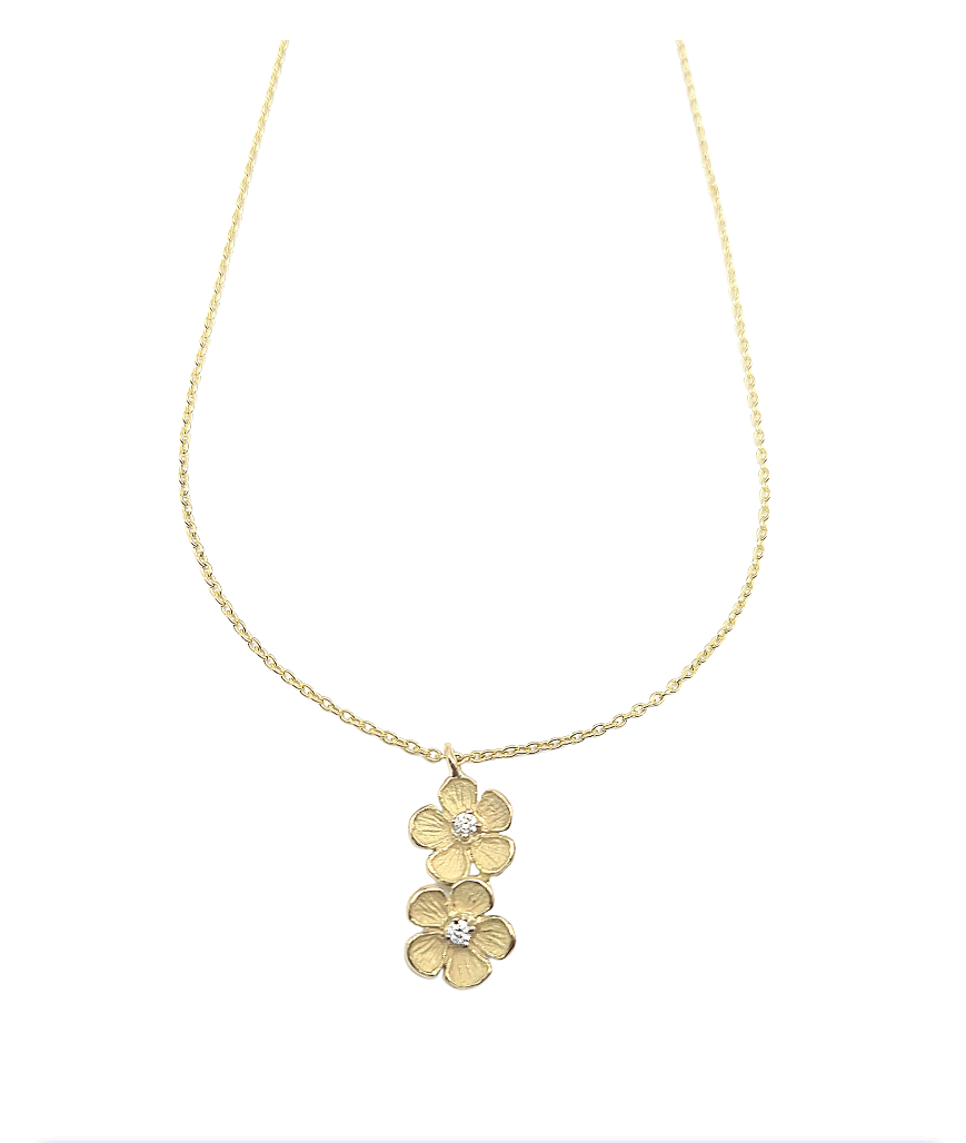 Girocollo Oro Giallo 750 Fiori Con Diamanti