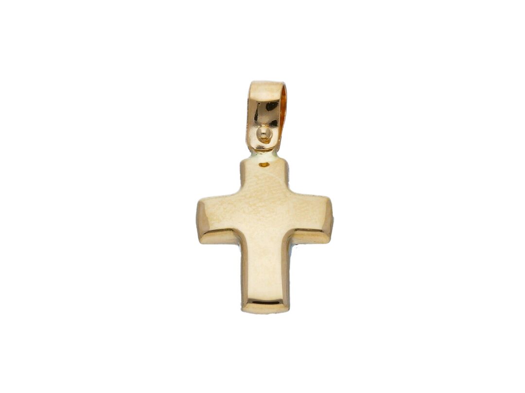 Croce Oro Giallo 750 Liscia Lucida Bombata