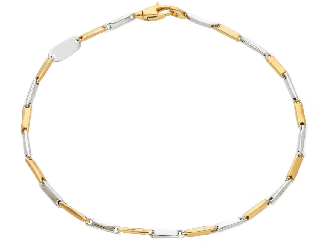 Bracciale Uomo Maglia a Segmenti in Oro Giallo e Bianco 750
