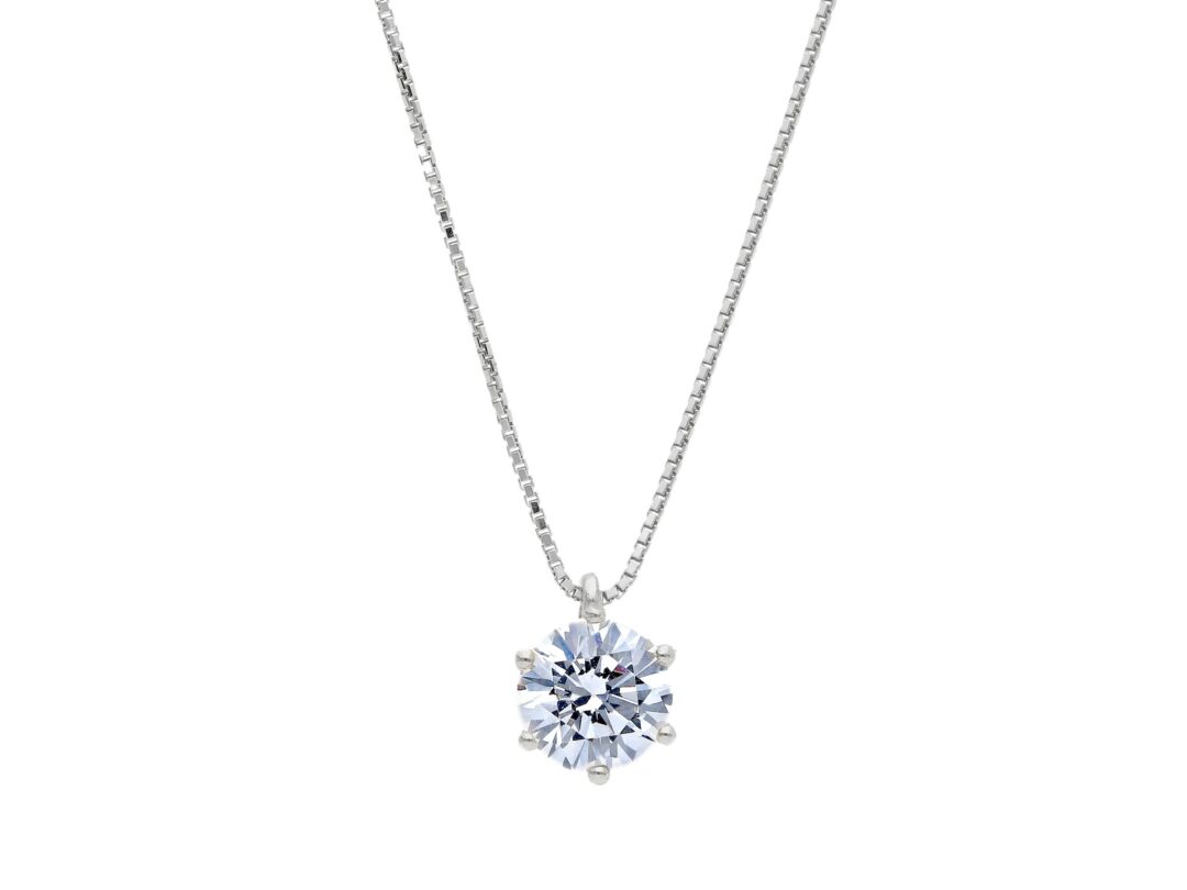 Girocollo Donna Oro Bianco 750 con Punto Luce di Zircone