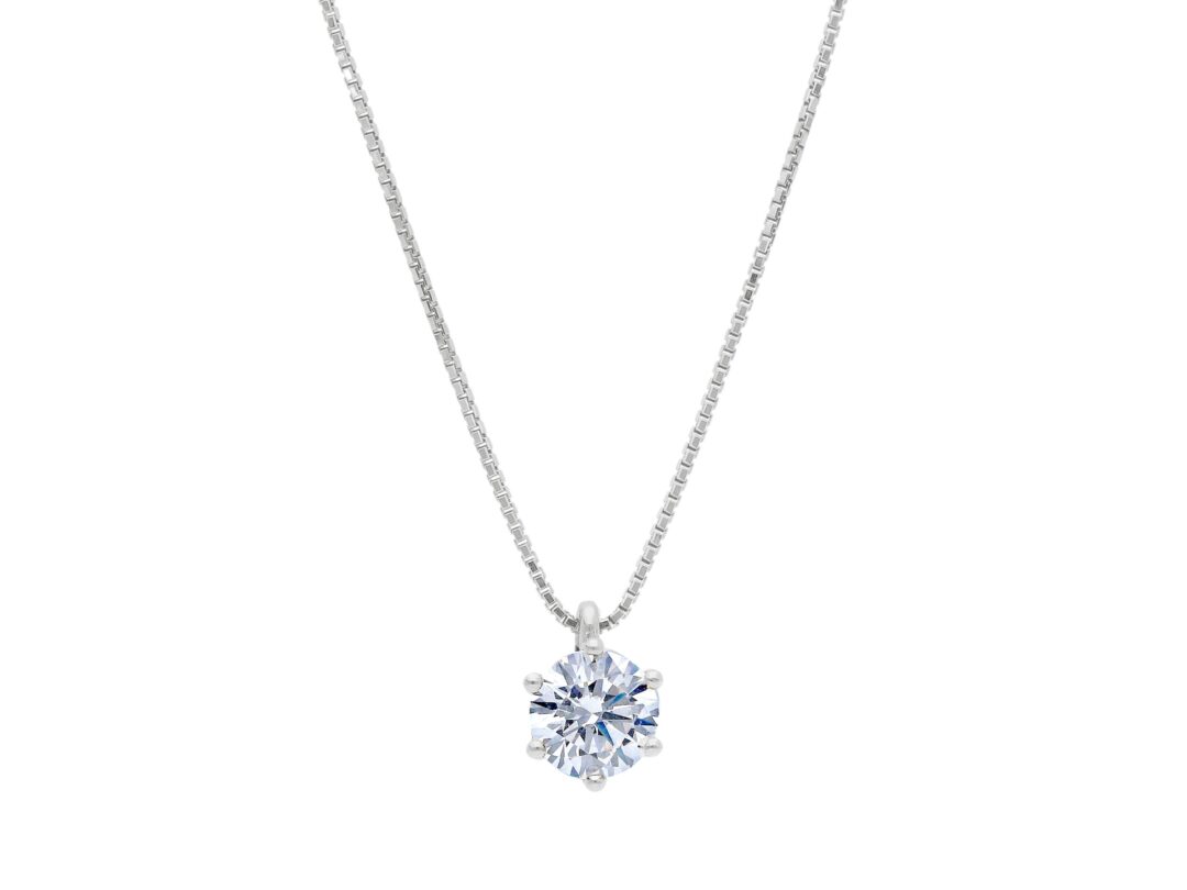 Girocollo Donna Oro Bianco 750 con Punto Luce di Zircone