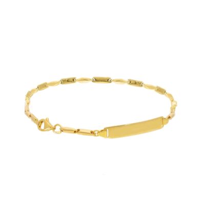 Bracciale Uomo Maglia Tonda a Segmenti in Oro Giallo 750 con Piastrina