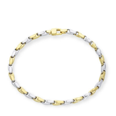 Bracciale Uomo Con Maglia Bicolore in Oro Giallo e Bianco 750