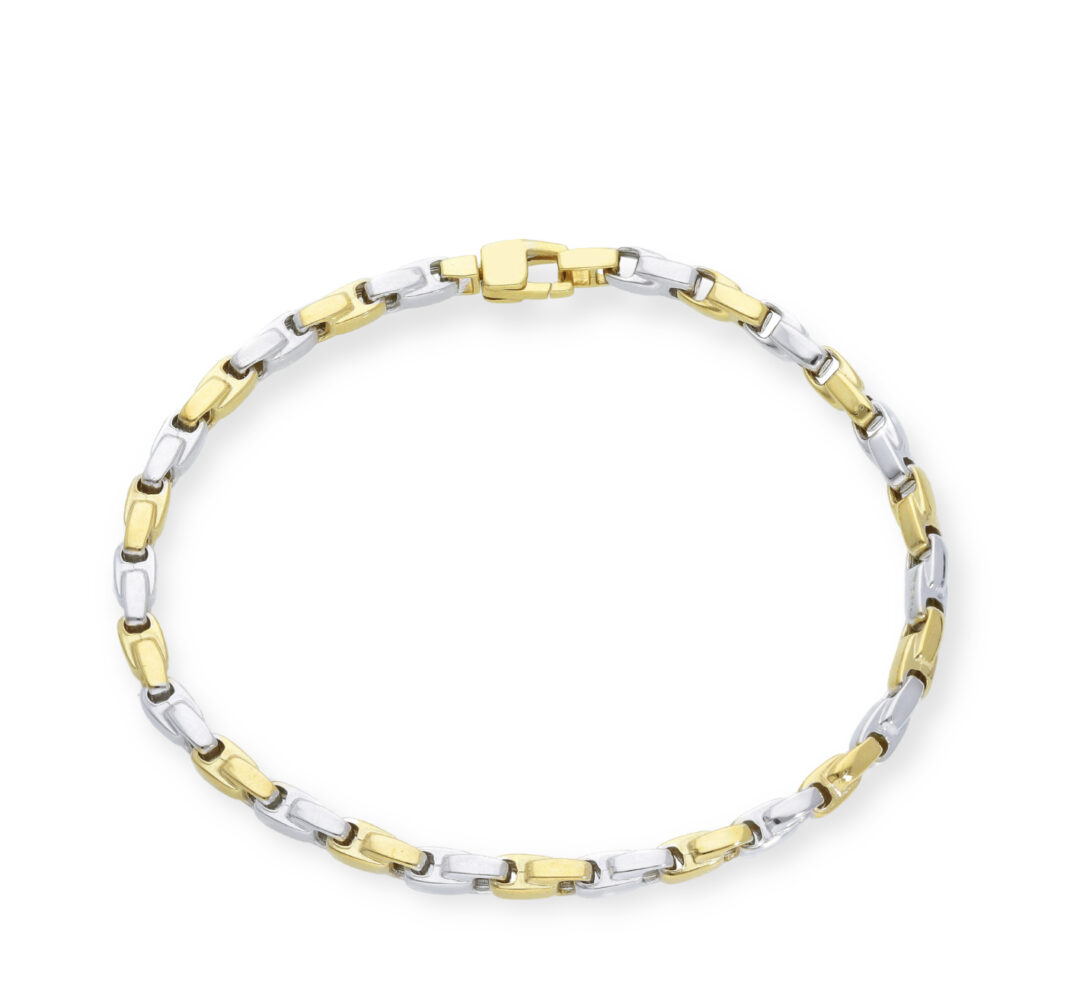 Bracciale Uomo Con Maglia Bicolore in Oro Giallo e Bianco 750