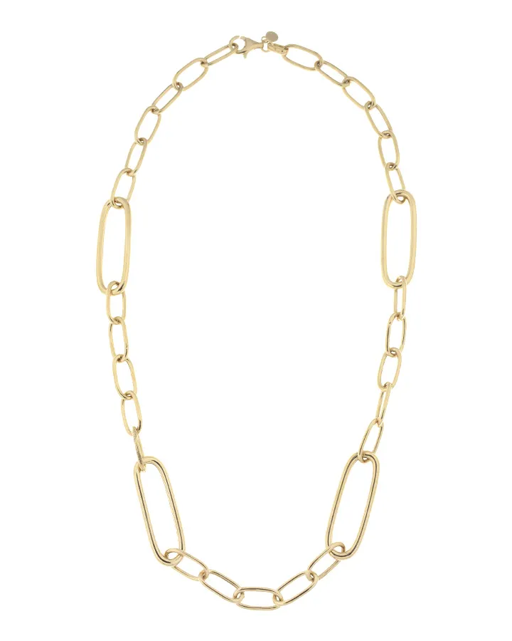 Girocollo Alisei In Argento Dorato Maglia a Losanghe Piccole e Grandi C161