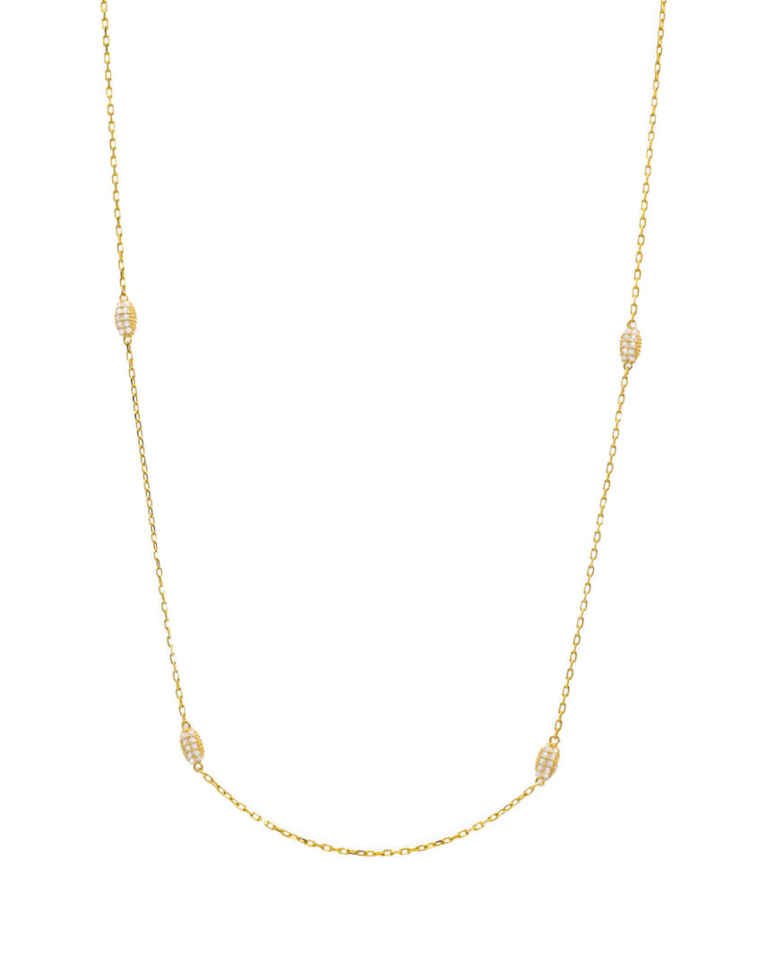 Collana Lunga Alisei In Argento Dorato con Ovalini con Zirconi