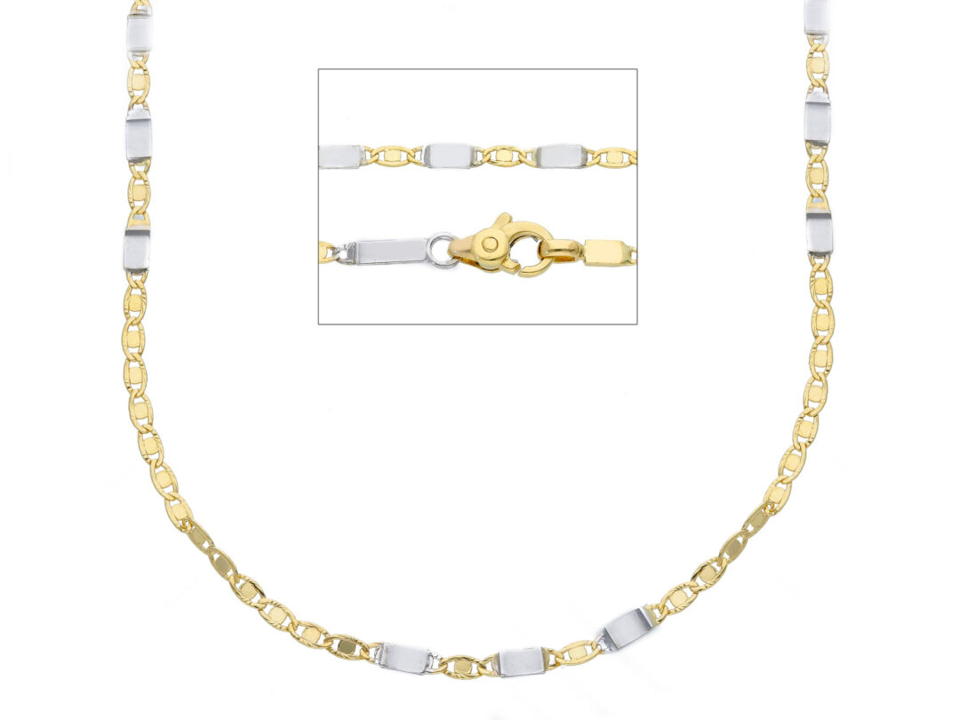 Catena Oro Giallo e Bianco 750 Maglia Piatta