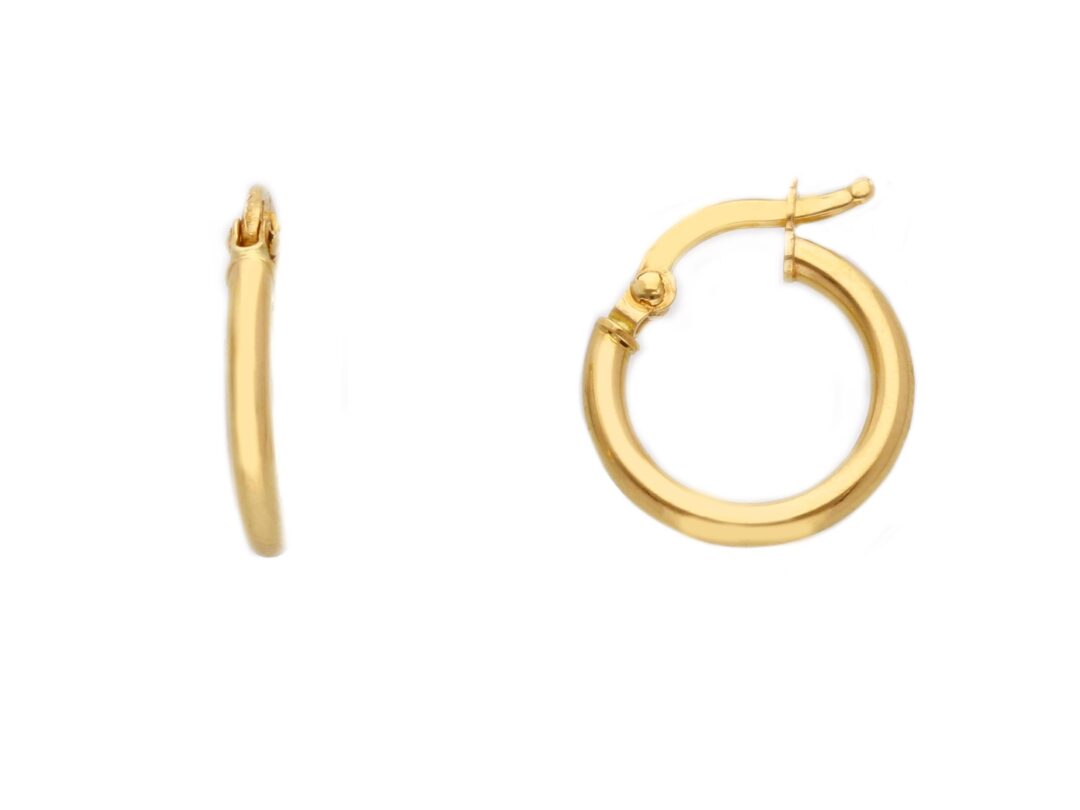 Orecchini a Cerchio In Oro Giallo 750 Tondi Canna 2 mm