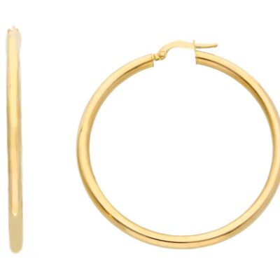 Orecchini a Cerchio Oro Giallo 750 Tondi Canna 2 mm Diametro cm 3