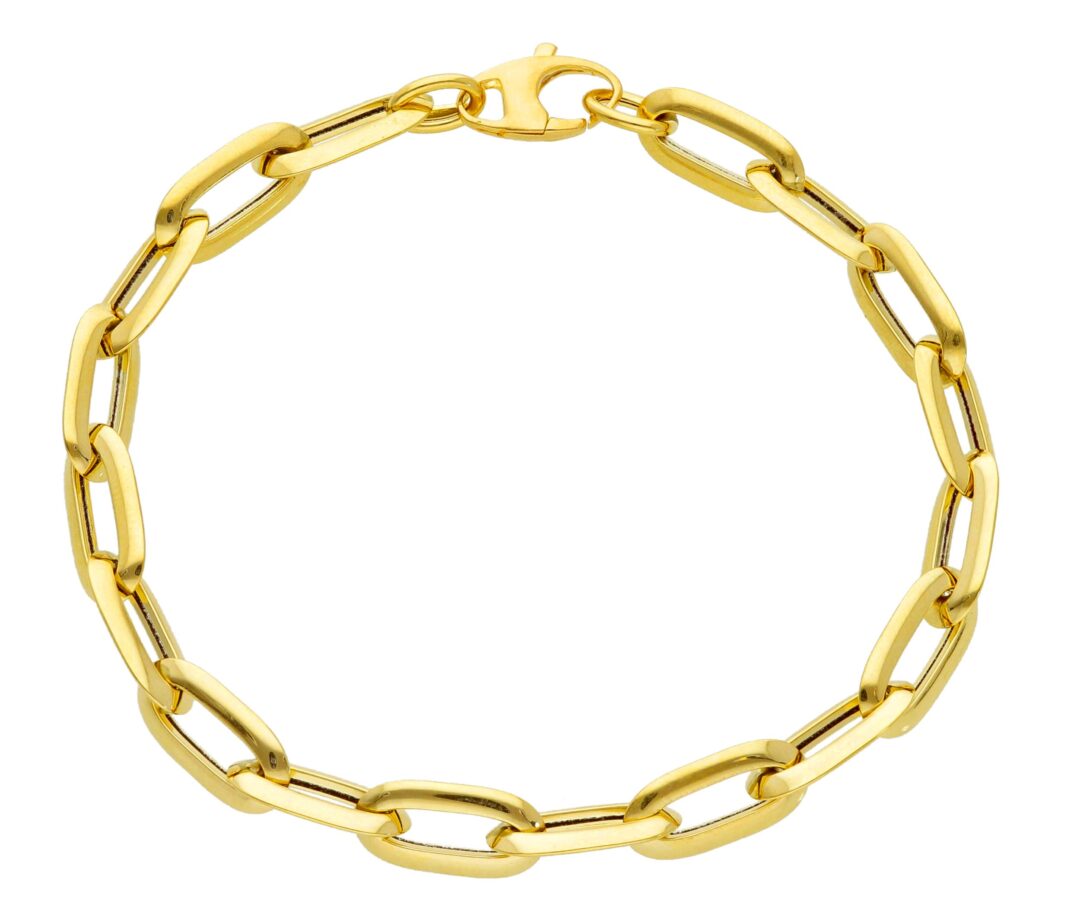 Bracciale Donna In Oro Giallo 750 con Maglie Ovali Piatte
