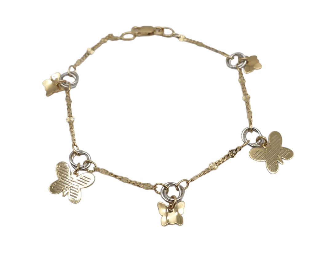 Bracciale Donna In Oro Giallo 750 con Farfalline Pendenti