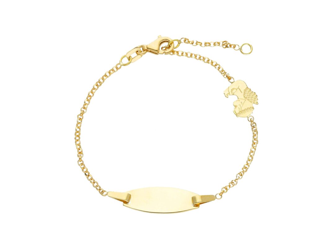 Bracciale Neonato in Oro Giallo 750 con Piastrina e Angioletto