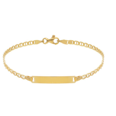 Bracciale Uomo Con Maglia Piatta in Oro Giallo 750 con Piastrina
