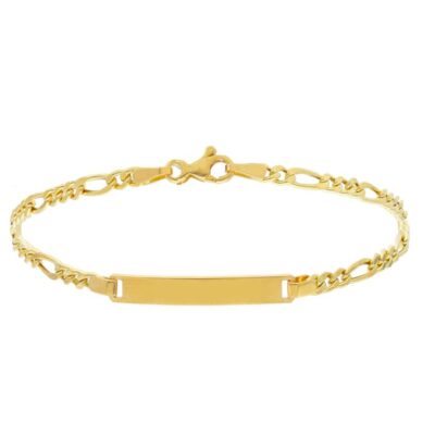 Bracciale Uomo Con Maglia Piatta in Oro Giallo e Bianco 750 con Piastrina