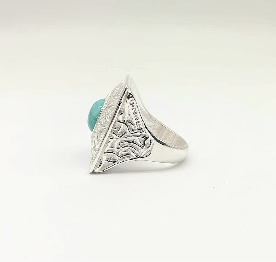 Anello In Argento Naturale Quadrato con Amazonite - immagine 3