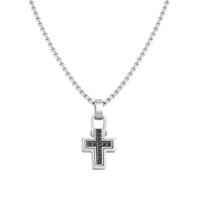 Collana Nomination Uomo Manvision Croce e Pietre Nere 133006/007