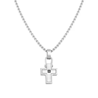 Collana Nomination Uomo Manvision Croce con Zircone Nero 133005/007
