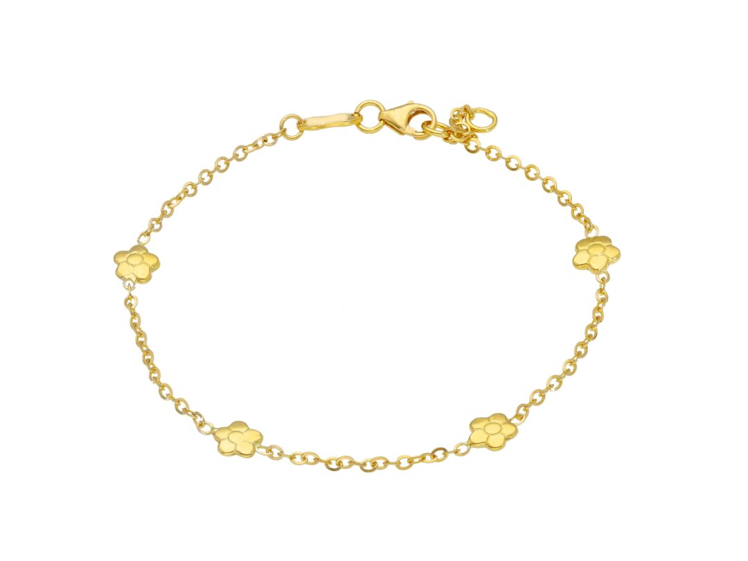 Bracciale Donna In Oro Giallo 750 con Fiorellini