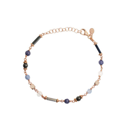 Bracciale Alisei in Argento Rosa Donna con Ematite/Giada Blu e Azzurra B334
