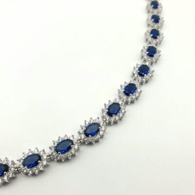 Bracciale Margherita Donna in Argento 925 con Zirconi Bianchi e Blu