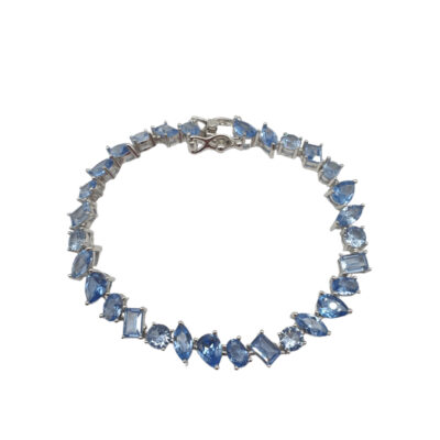Bracciale Donna in Argento 925 Rodiato con Zirconi Azzurri