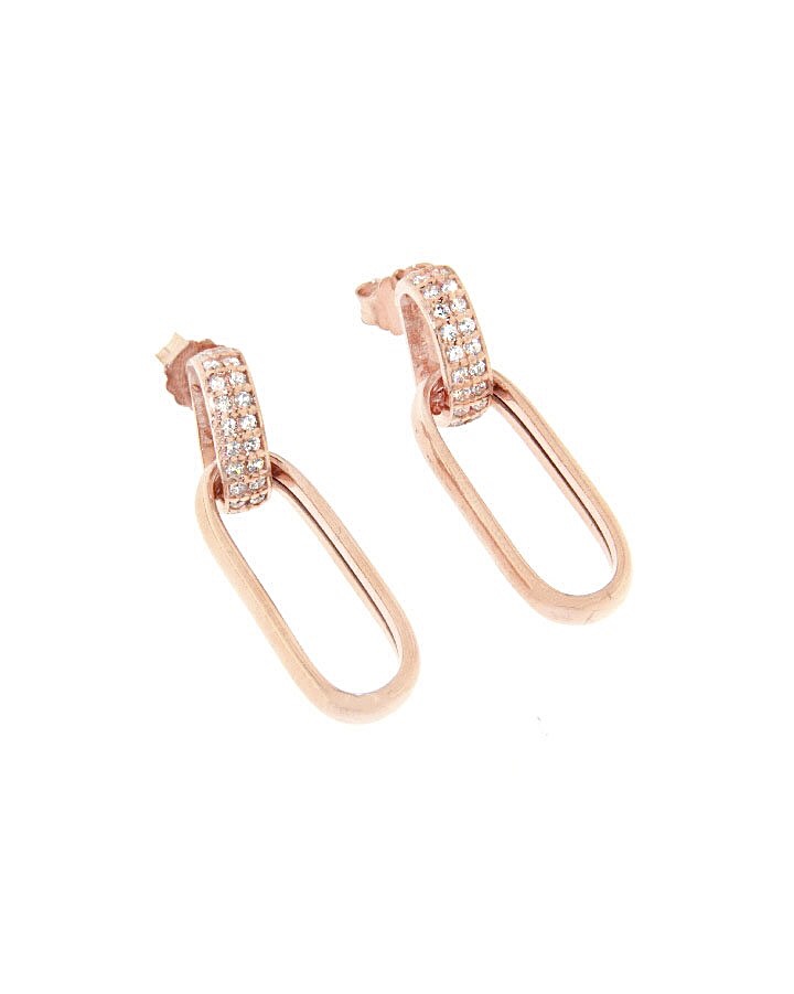 Orecchini Alisei Pendenti in Argento Rosa con Zirconi O146