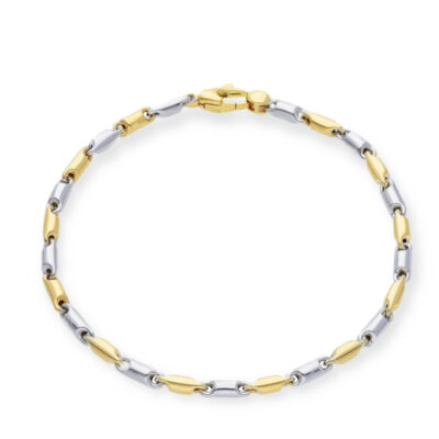 Bracciale Uomo Maglia Tonda in Oro Giallo e Bianco 750