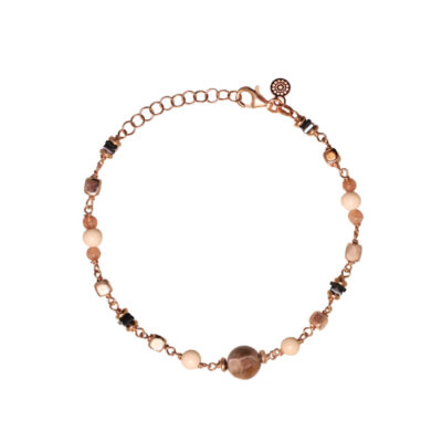 Bracciale Alisei in Argento Rosa Donna con Diaspro, Pietra di Luna, Giada ed Ematite B333
