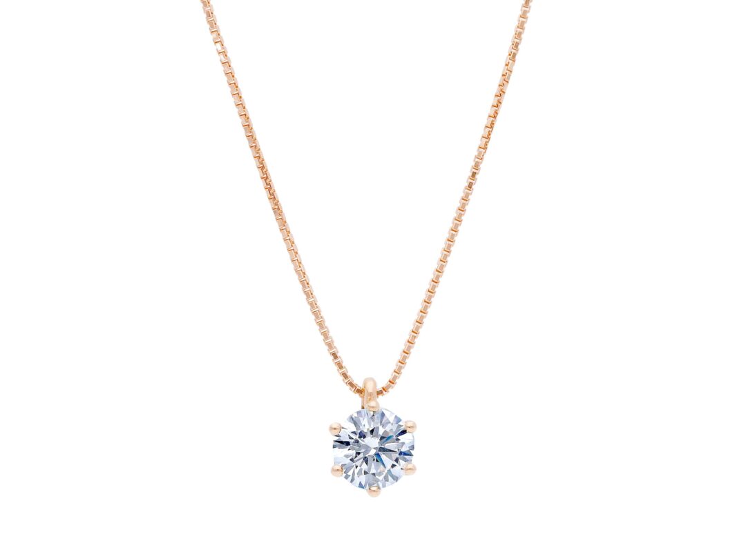 Girocollo Donna Oro Rosa 750 con Punto Luce di Zircone