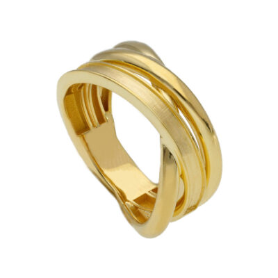 Anello Donna Intrecciato a 3 Fasce In Oro Giallo 750