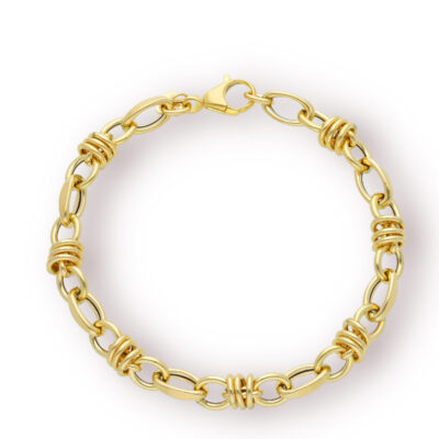 Bracciale Donna In Oro Giallo 750 a Maglia Alternata con Anellini