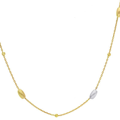 Girocollo Oro Giallo e Bianco 750 con Ovalini e Palline