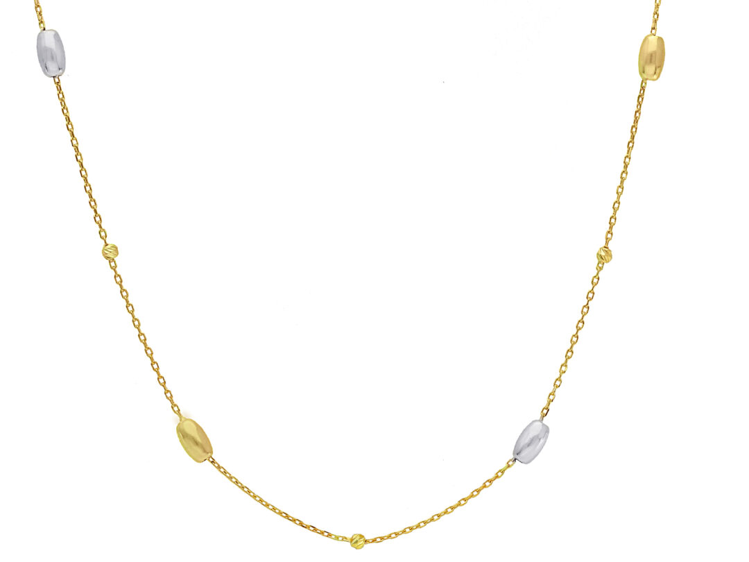 Girocollo Oro Giallo e Bianco 750 con Ovalini e Palline